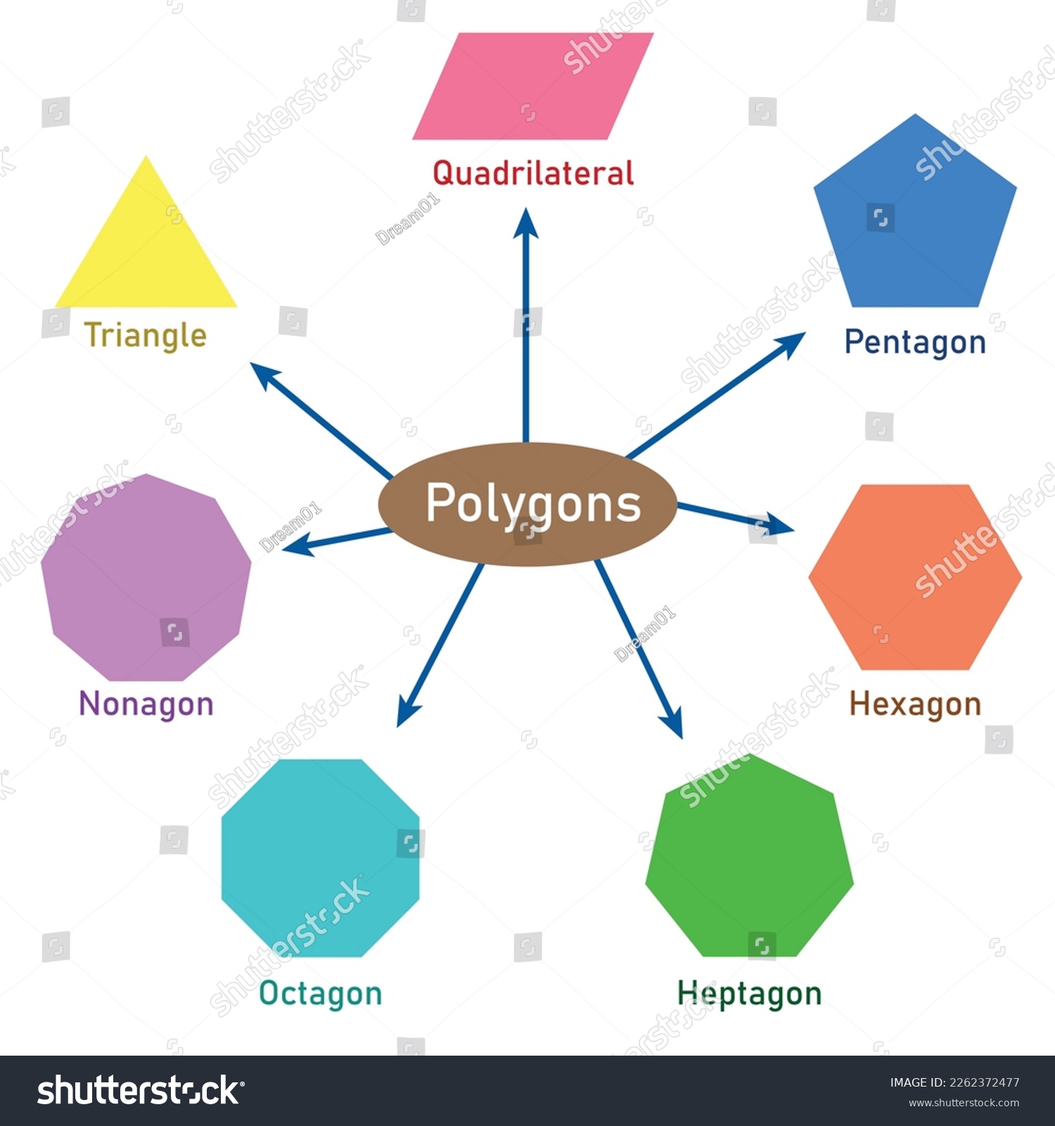 Types of regular polygons. Triangle, Royalty Free Stock Vector