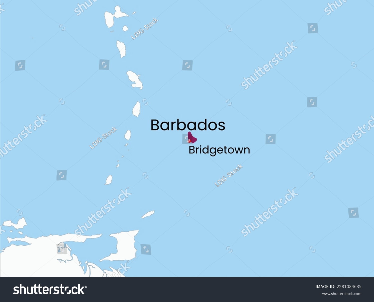 High detailed map of Barbados. Outline map of Royalty Free Stock