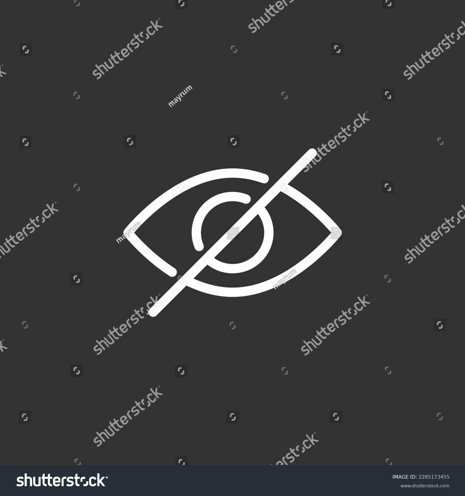 No eye icon, eye crossed out, hidden, invisible Royalty Free Stock