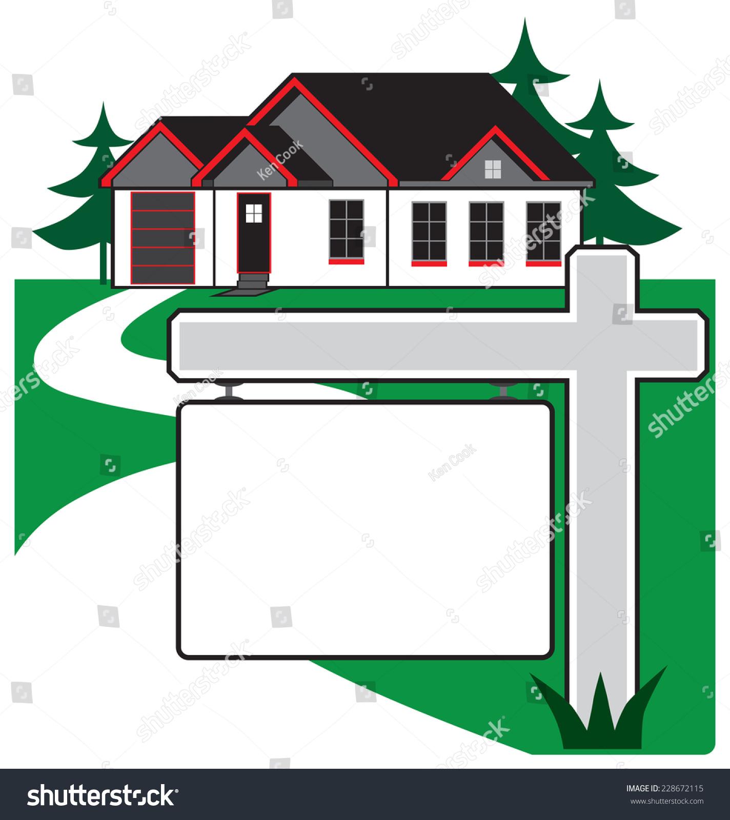 House For Sale Royalty Free Stock Vector 228672115