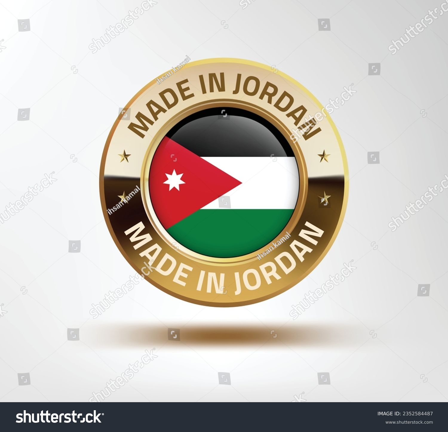 Realistic golden made in Jordan sticker. Vector Royalty Free Stock