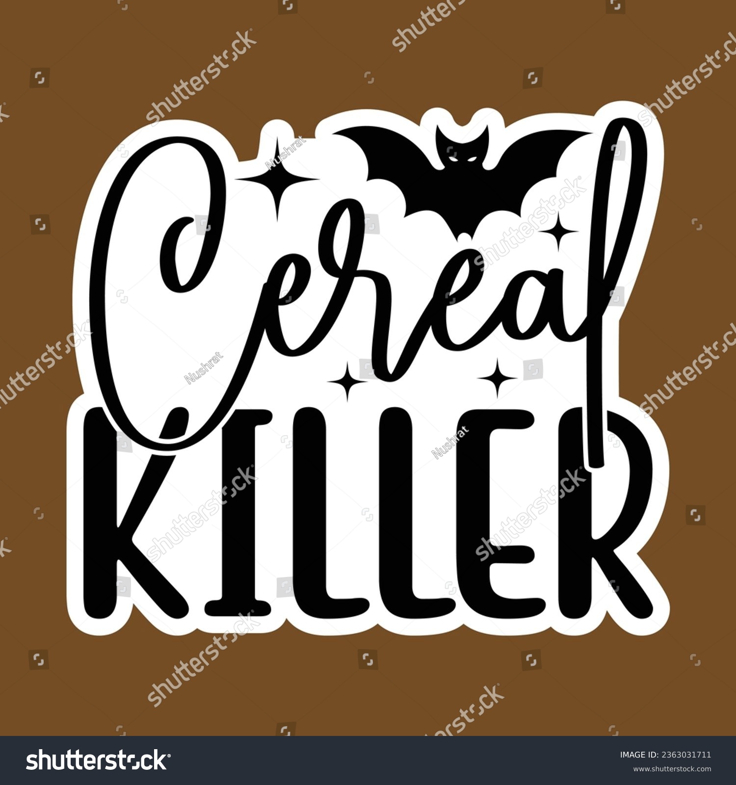 Cereal Killer, Halloween Sticker SVG Design Royalty Free Stock Vector