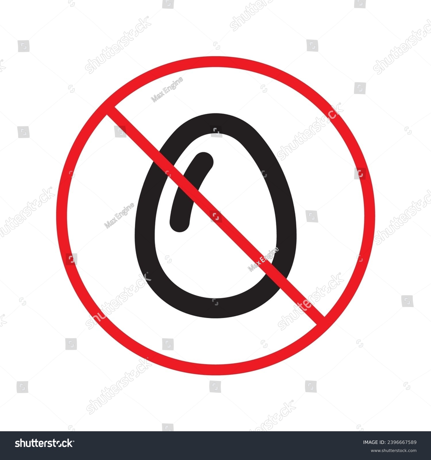 Forbidden egg vector icon. Warning, caution, Royalty Free Stock