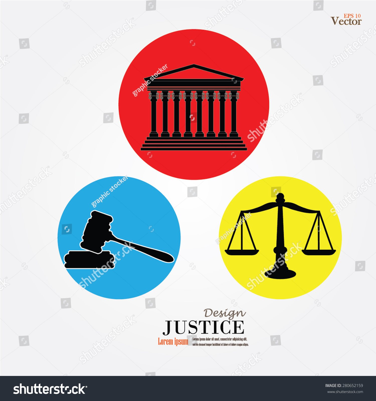 Justice court building image with scales of Royalty Free Stock Vector