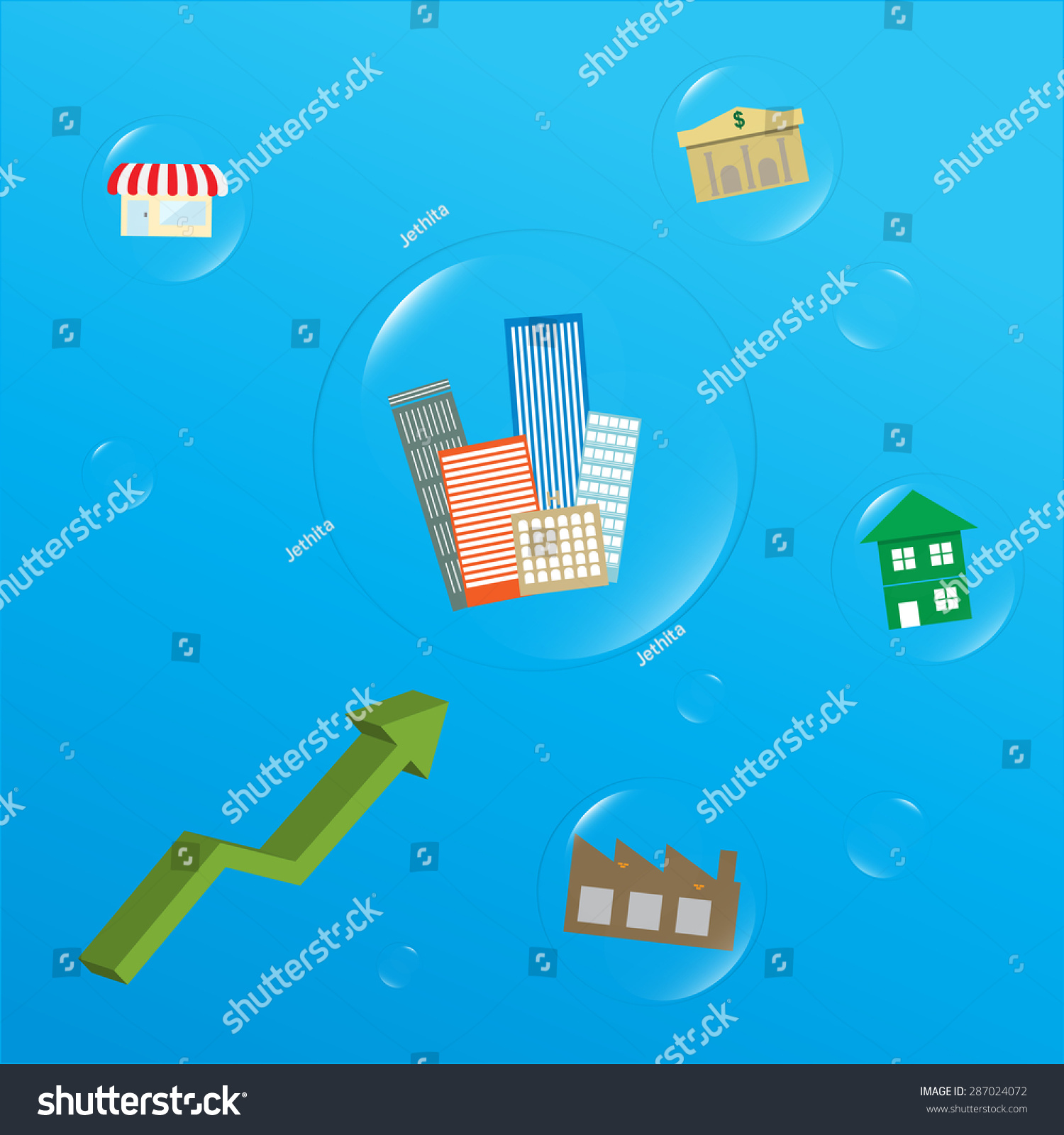 arrow graph increasing real estate economic Royalty Free Stock Vector