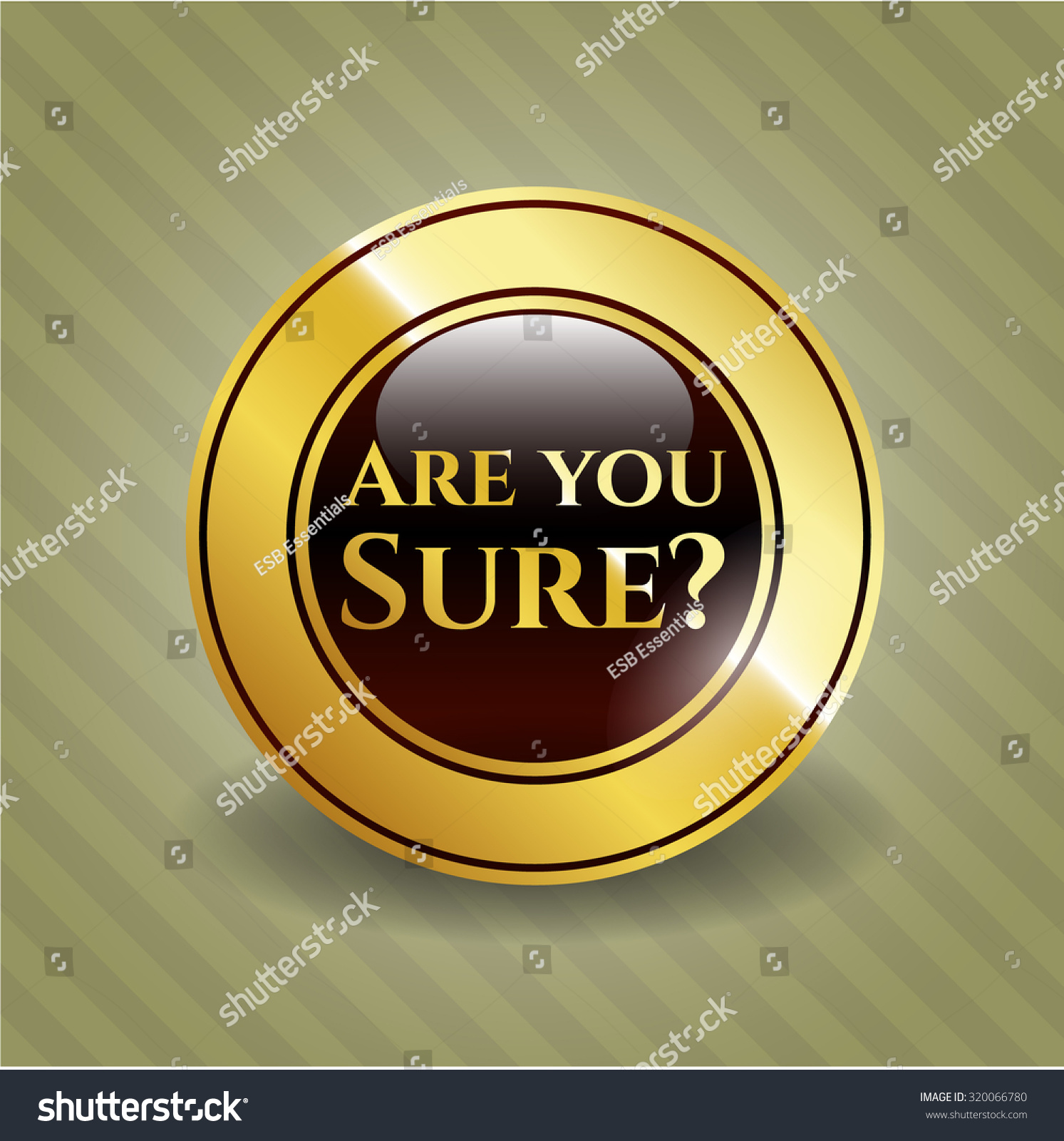 Are you Sure? golden emblem Royalty Free Stock Vector 320066780