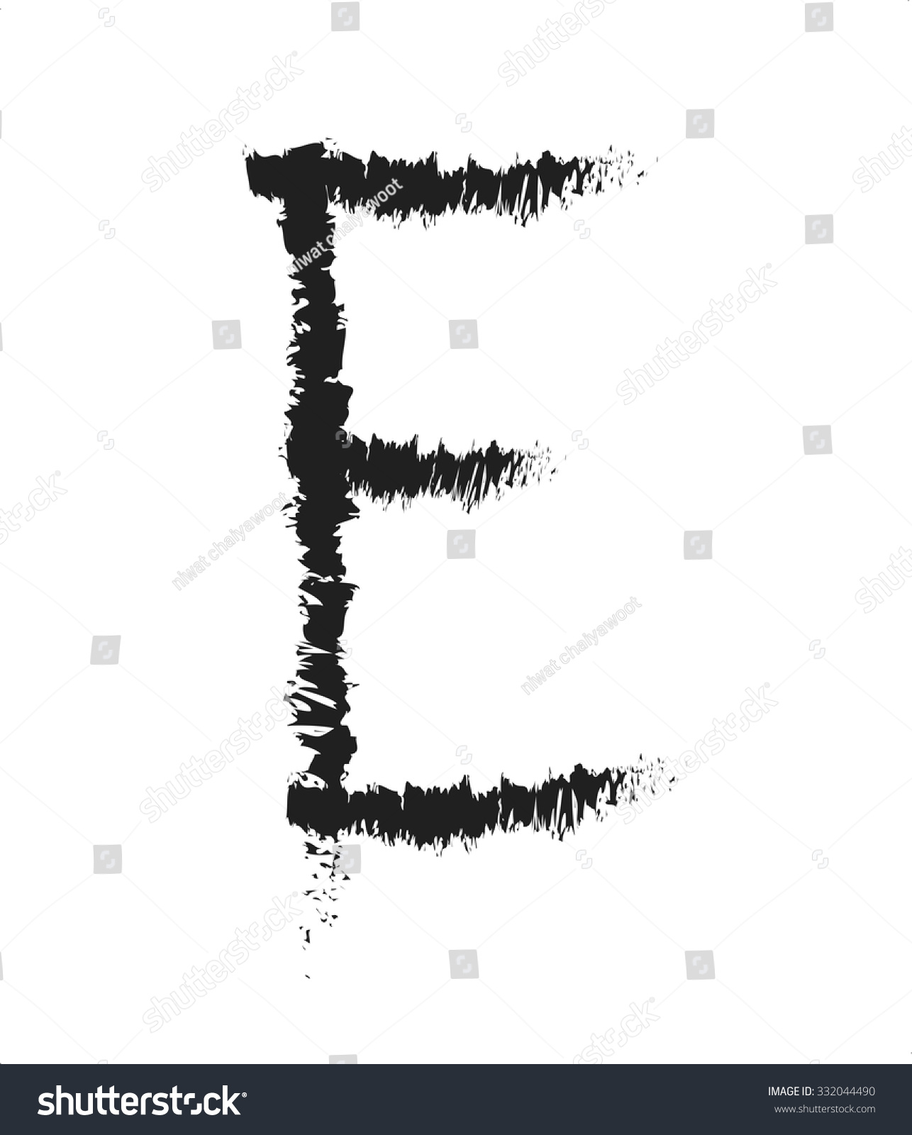 hand paint letter E. Hand drawn letter with dry Royalty Free Stock