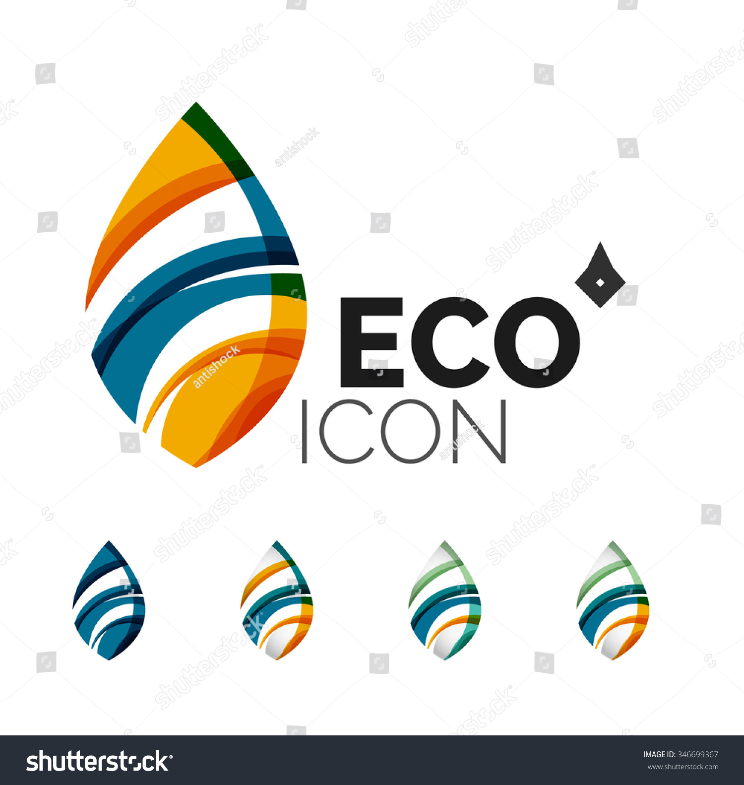 Set of abstract eco leaf icons, business Royalty Free Stock Vector