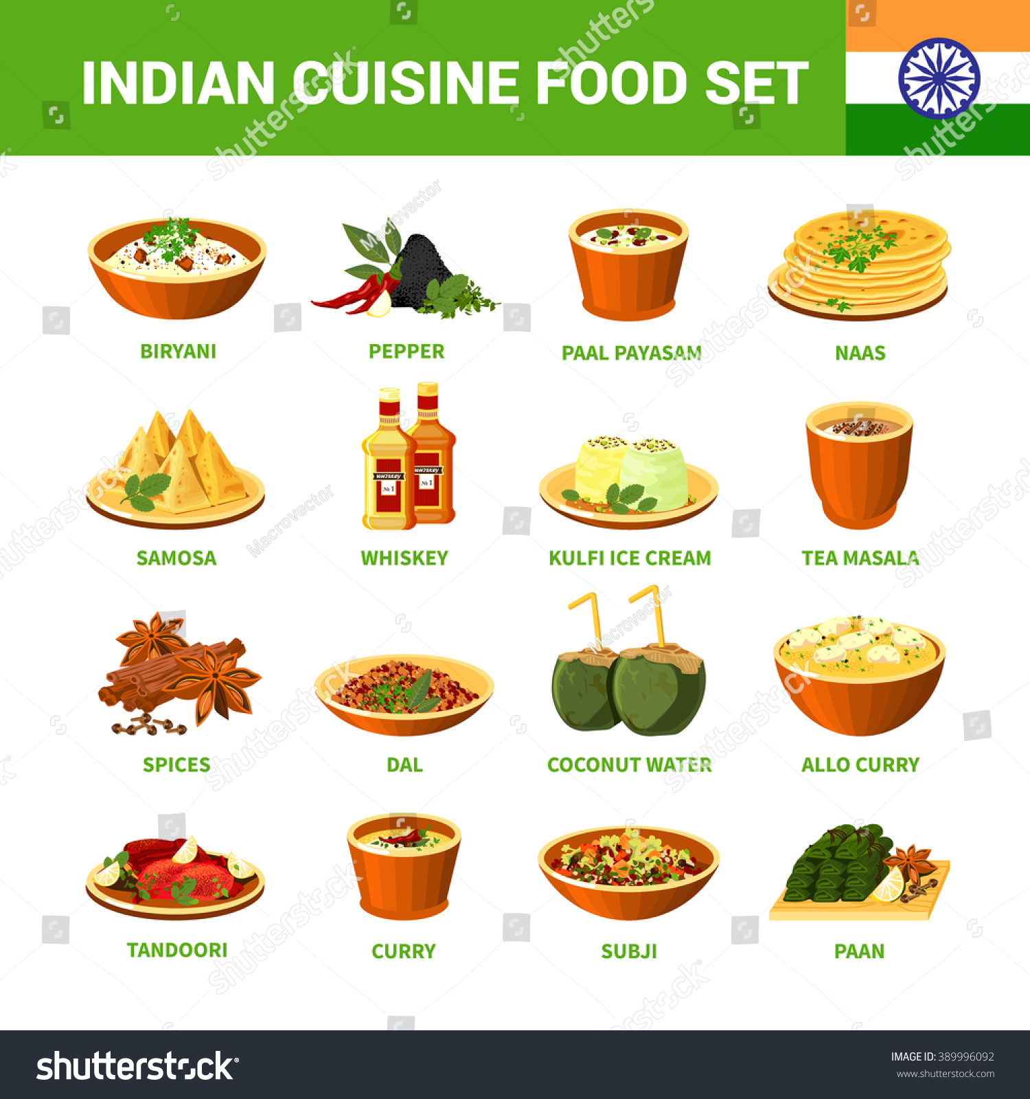 Royalty Free Indian Cuisine Food Set With Different 389996092