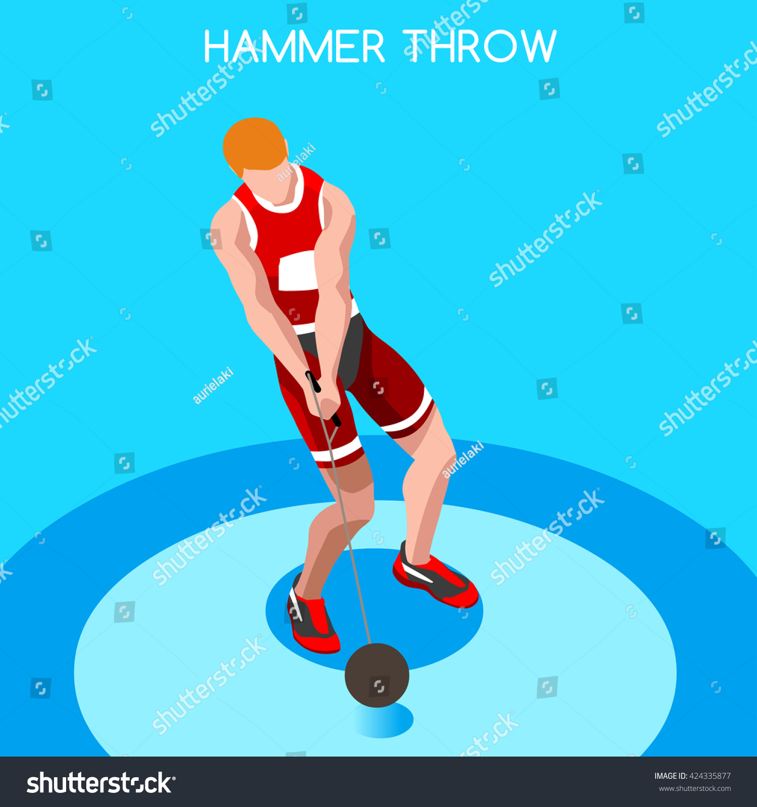 Athletics Hammer Throw Sportsman Games Icon Set. Royalty Free Stock