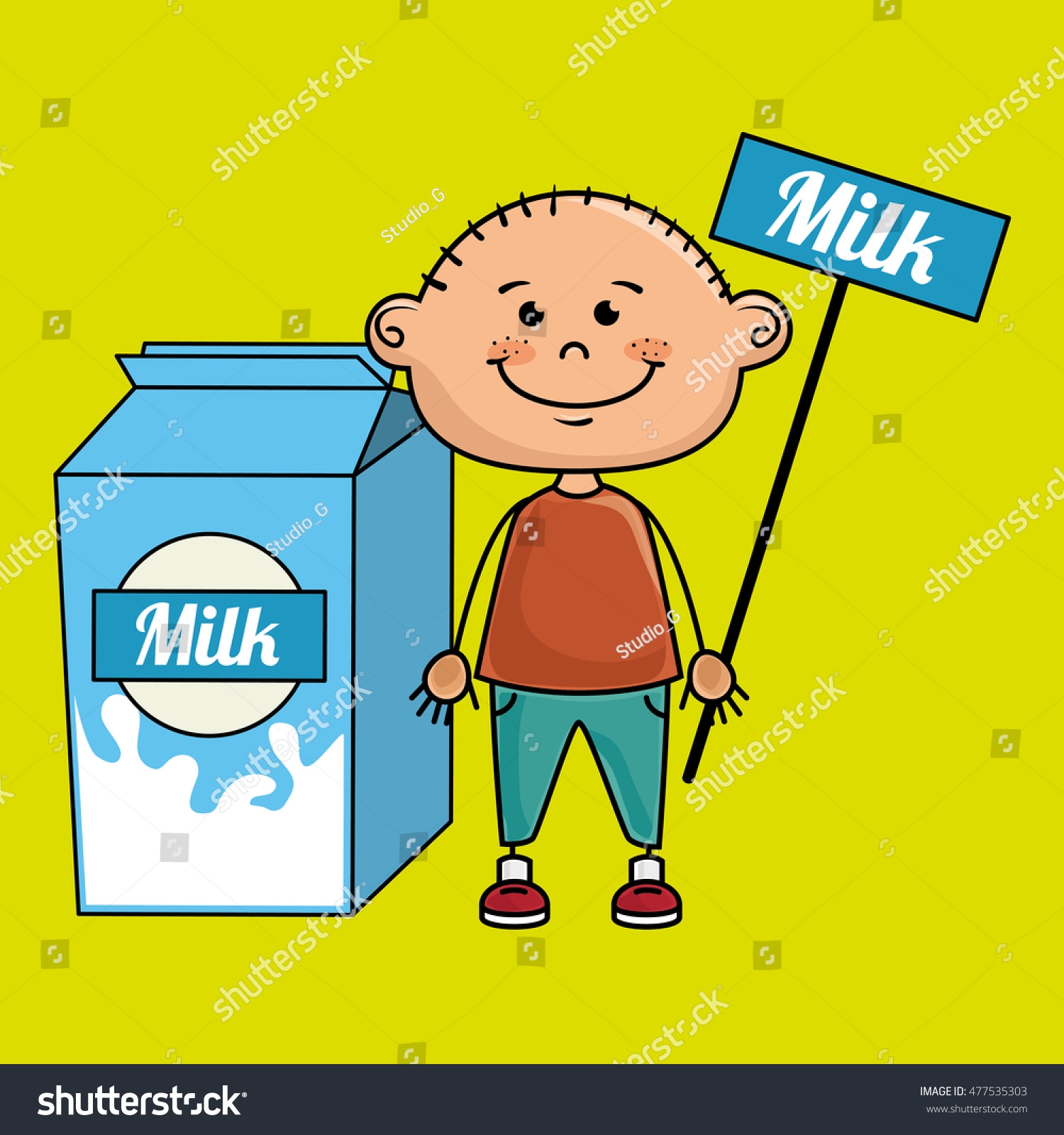boy milk box Royalty Free Stock Vector 477535303