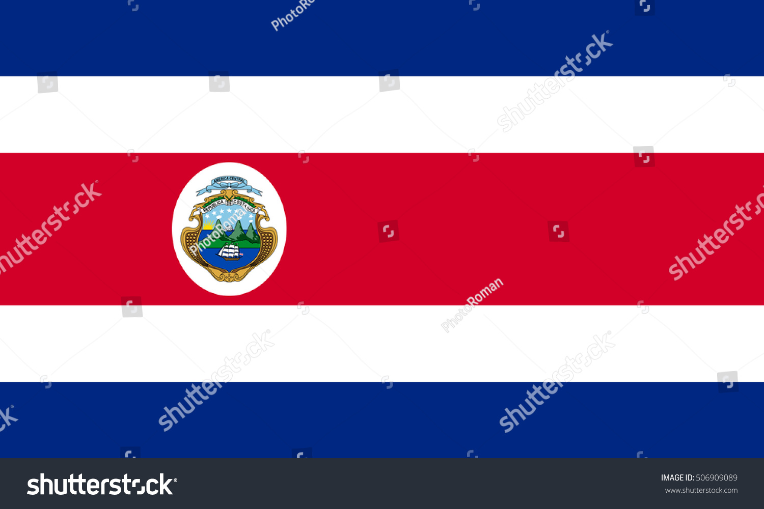 Costa Rican national official flag. Patriotic Royalty Free Stock