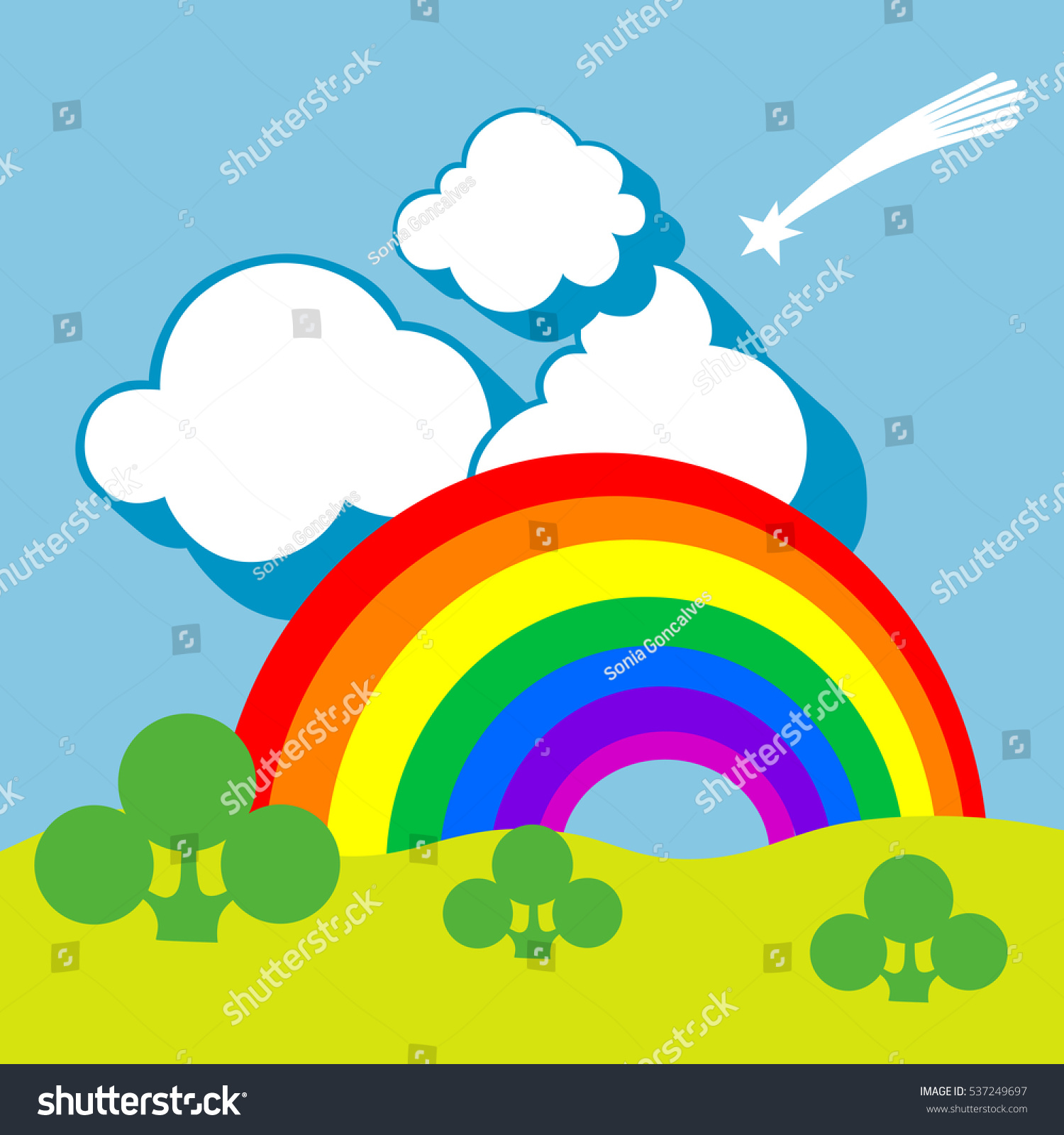 Landscape Rainbow Background Royalty Free Stock Vector 537249697