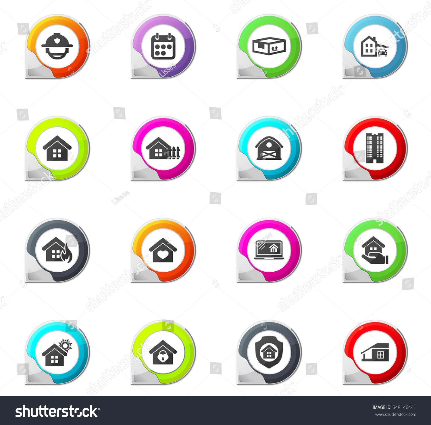 Real estate pointer on the color icons for your Royalty Free Stock