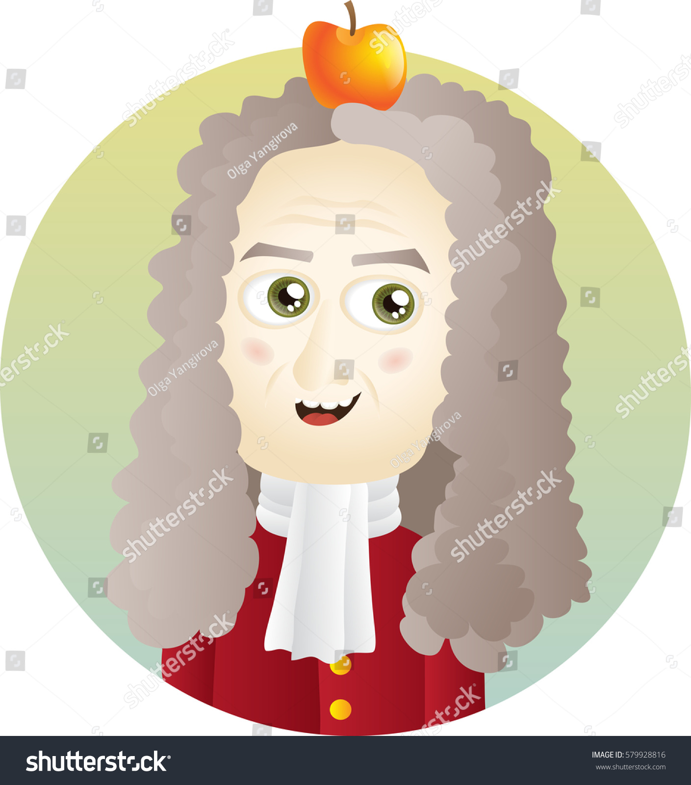 Scientist Isaac Newton Cute Cartoon Illustration Royalty Free Stock
