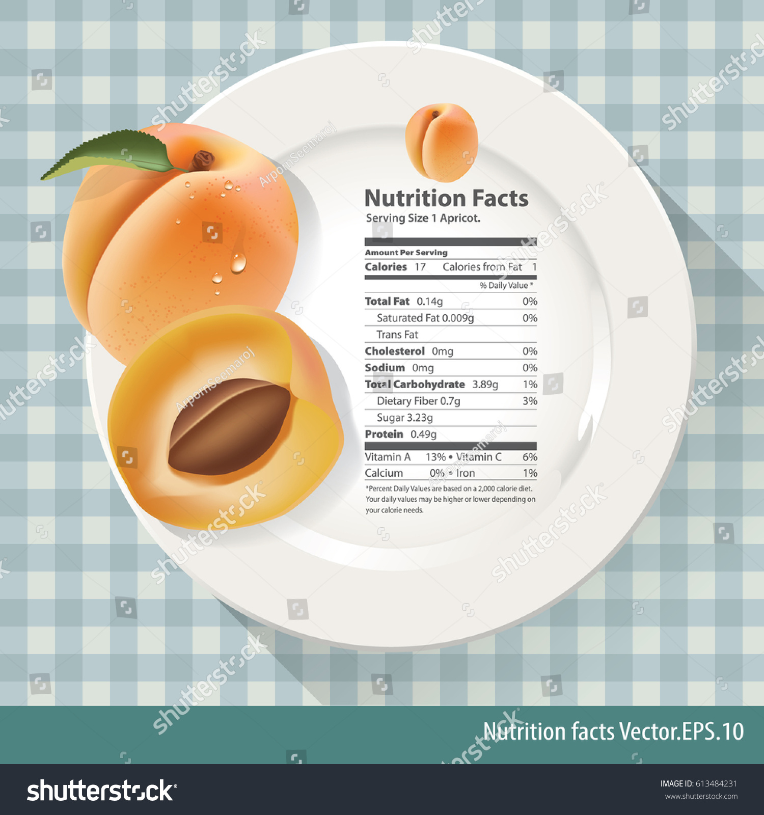 Vector of Nutrition facts in one apricot on Royalty Free Stock Vector