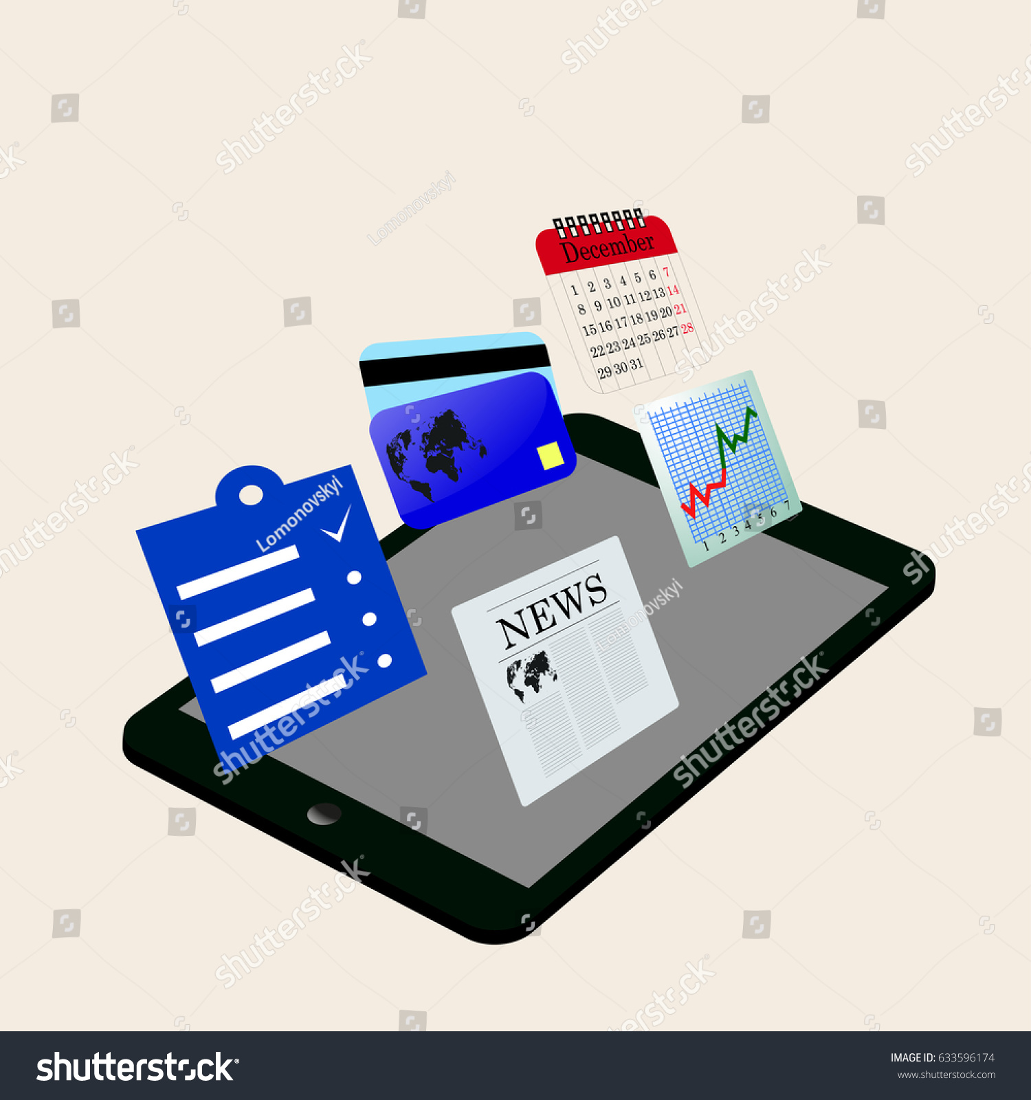 the tablet functions Royalty Free Stock Vector 633596174