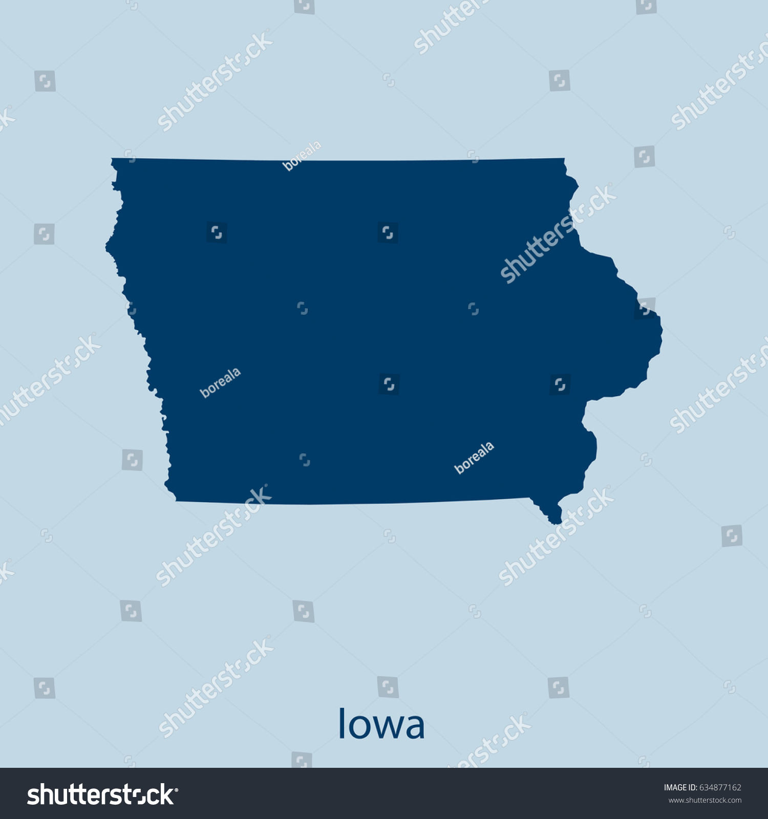 map of Iowa Royalty Free Stock Vector 634877162