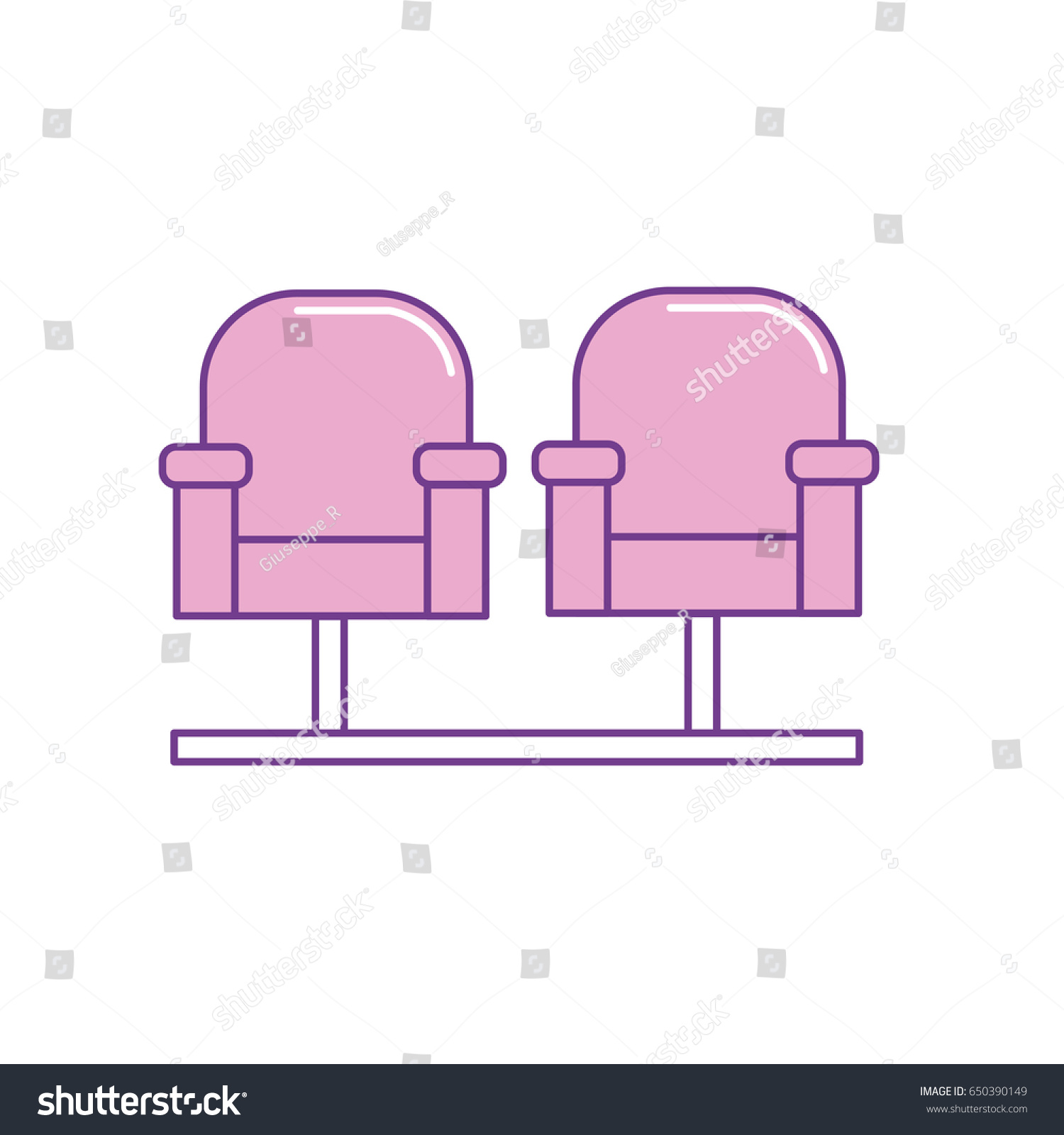 cinema chair to watch movie scene Royalty Free Stock Vector 650390149