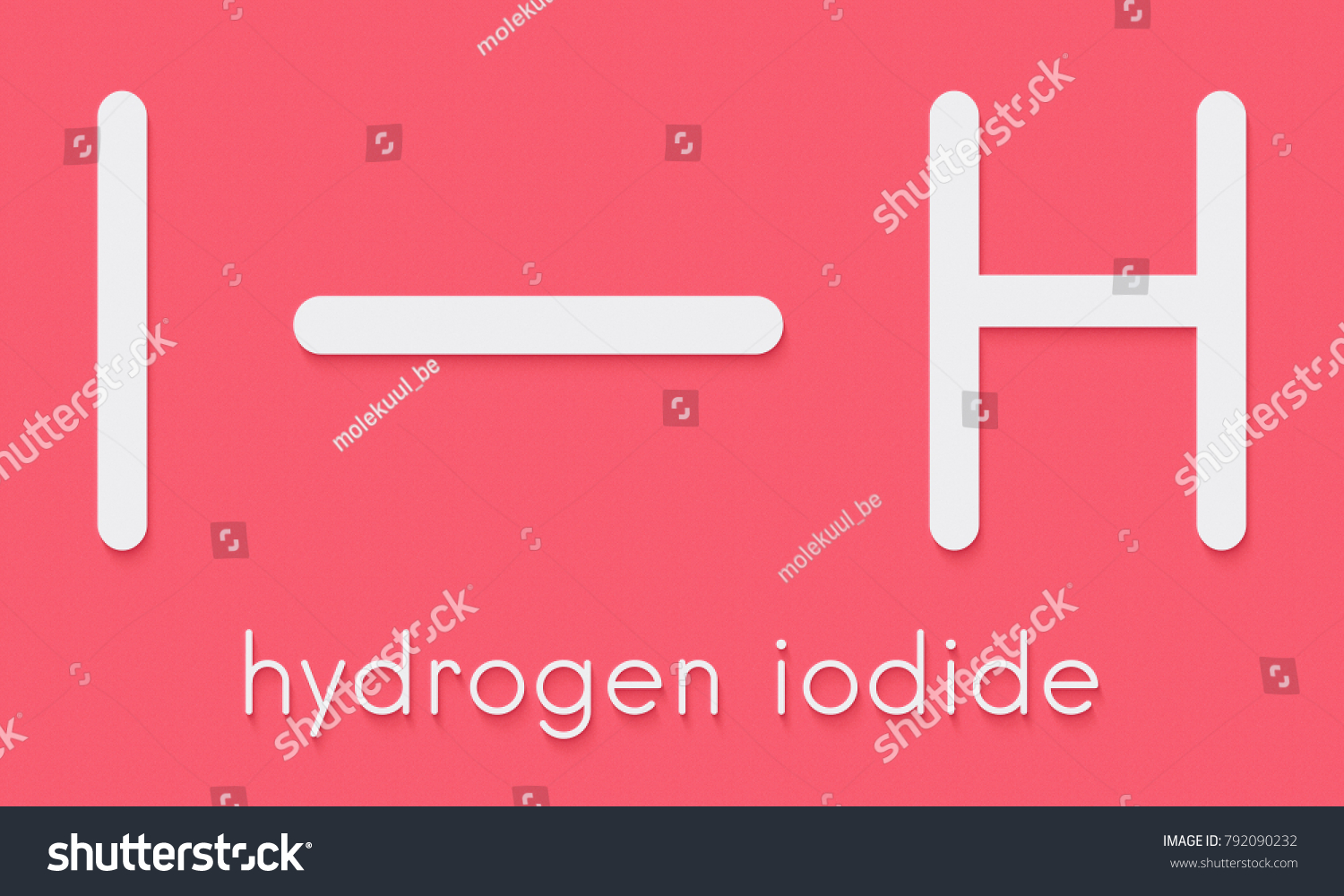 Hydrogen iodide (HI) molecule. Skeletal formula. Royalty Free Stock