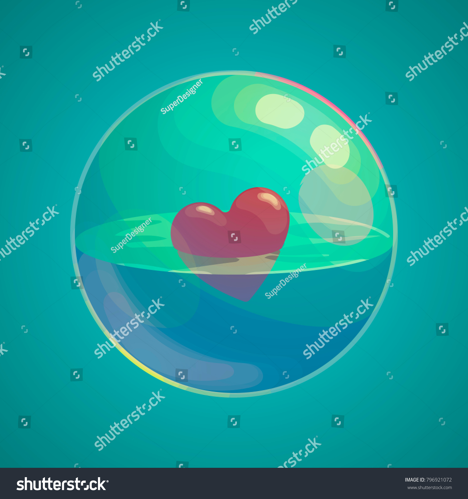 heart in bubble. valentine. glass sphere. heart Royalty Free Stock