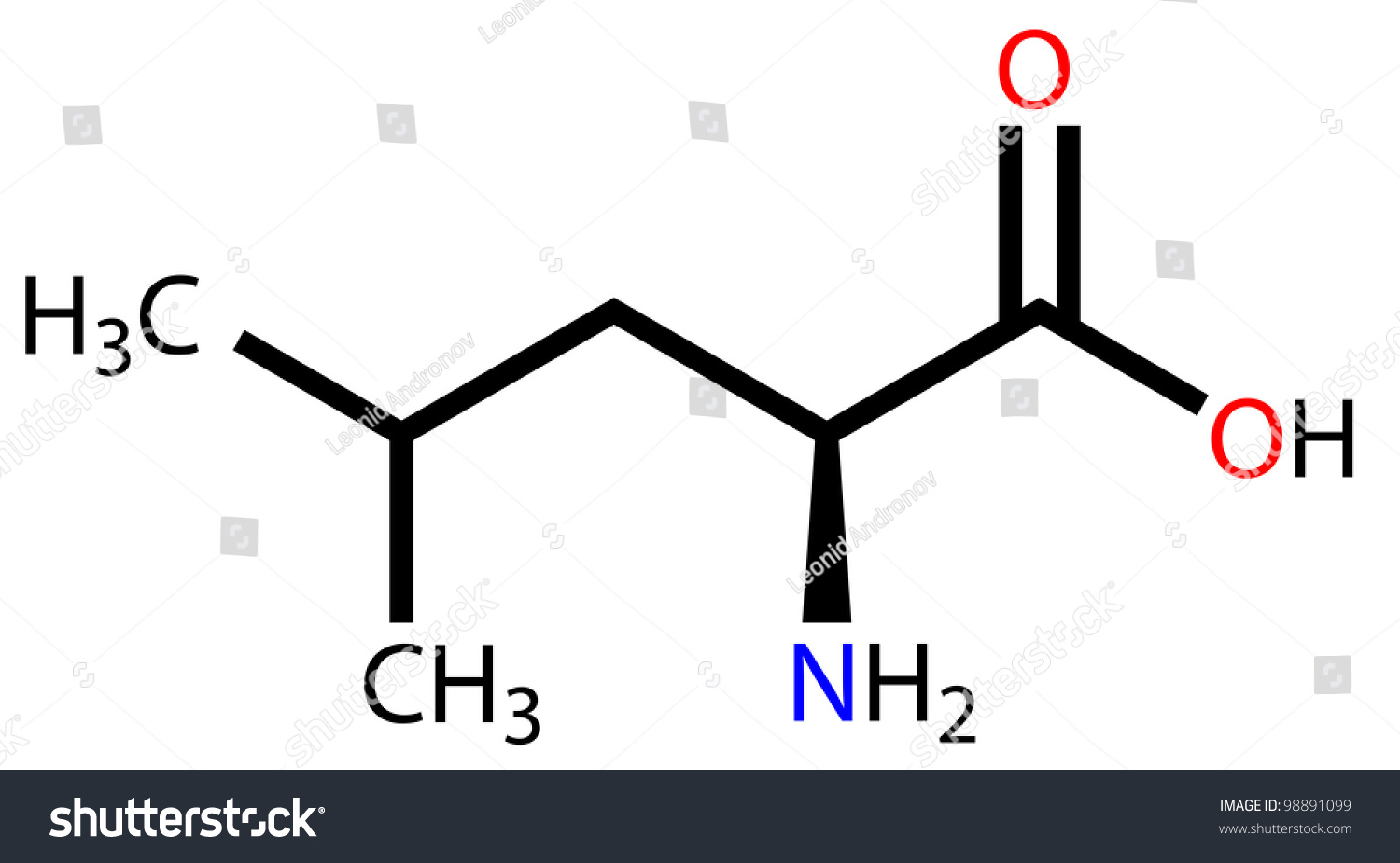 Essential amino acid leucine structural formula Royalty Free Stock