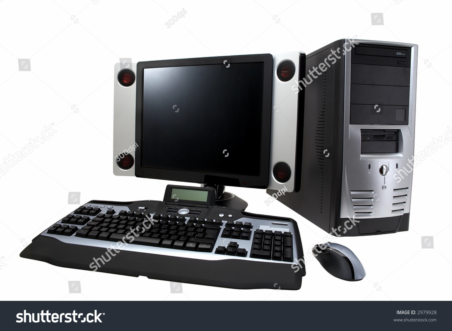 Desktop Computer With Lcd Monitor, Keyboard, Speaker And Mouse