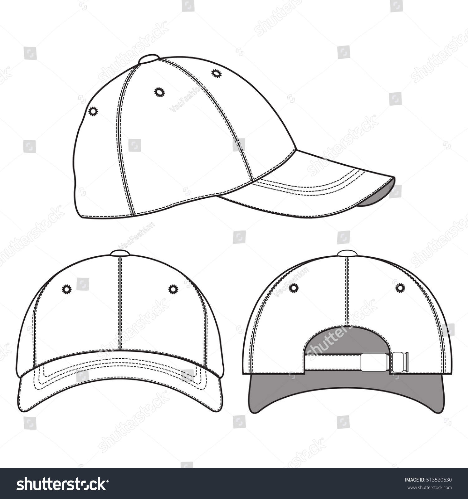 Baseball Cap Vector Template Stock Vector (Royalty Free) 513520630