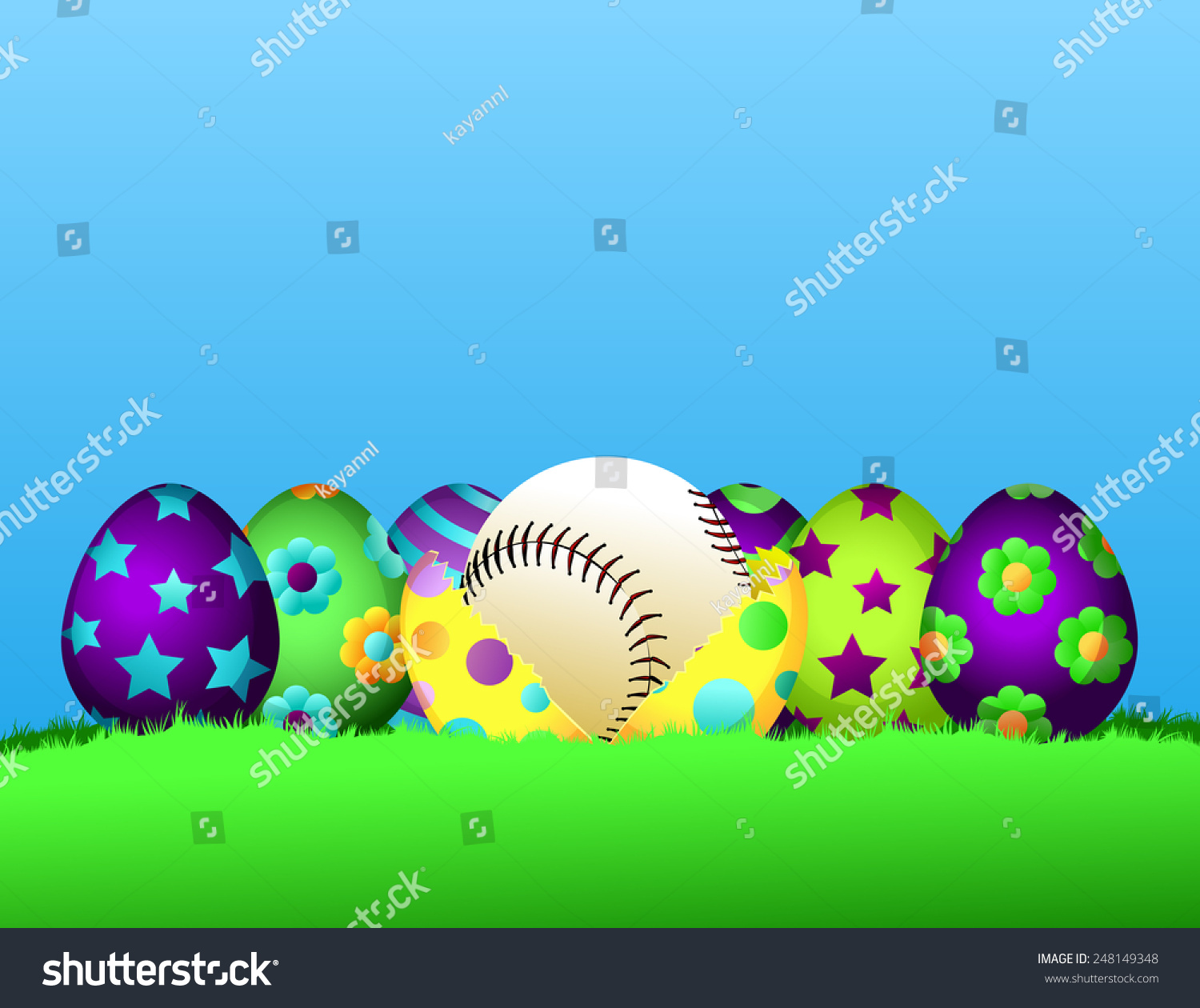 Baseball Easter Egg Row Stock Vector (Royalty Free) 248149348