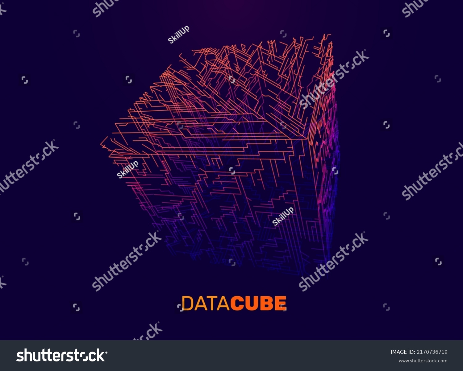 Big Data Cube Quantum Computer Server Stock Vector (Royalty Free