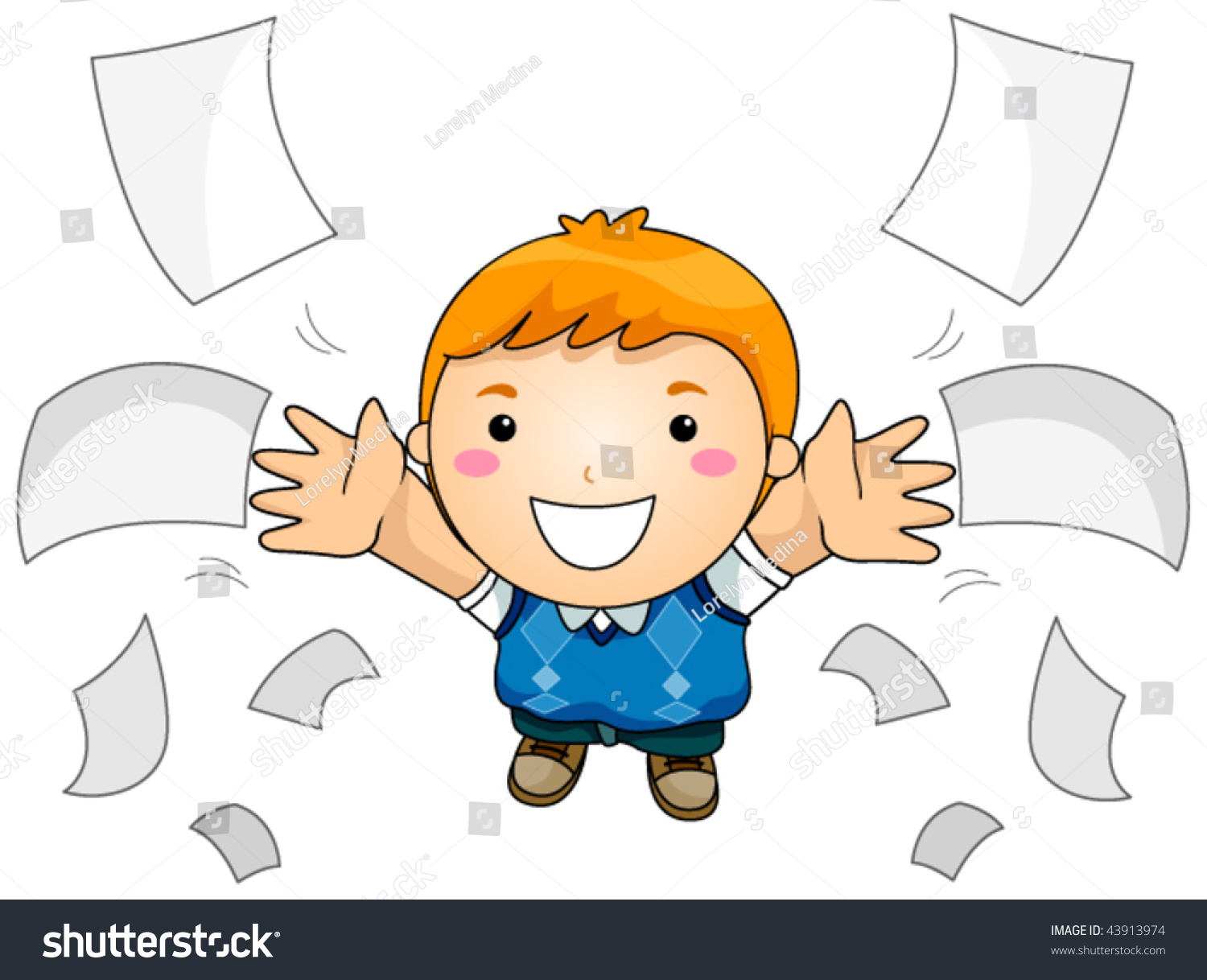 Boy Throwing Papers Vector 43913974 Shutterstock