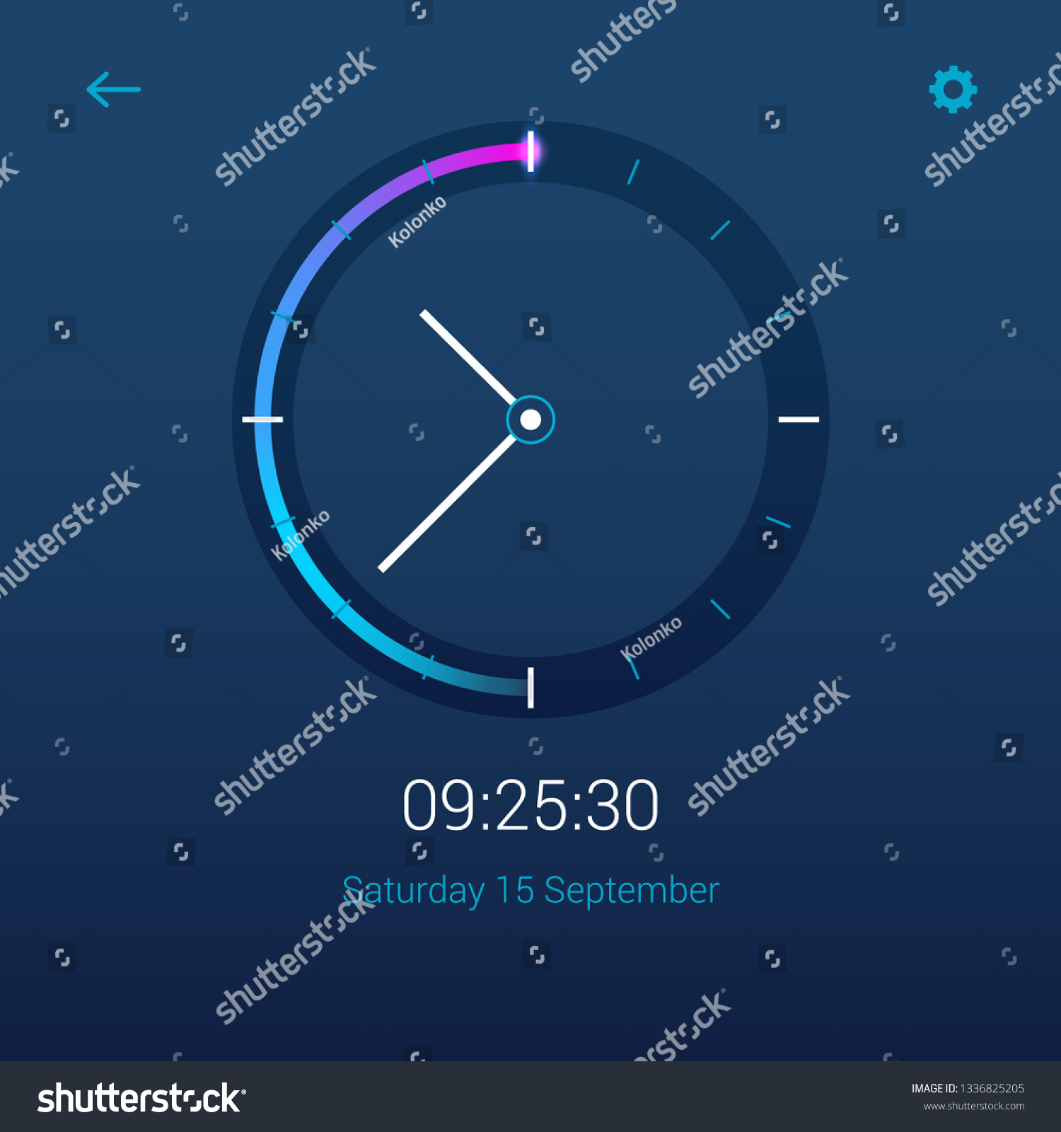 Clock Mobile App Concept Ui Design Stock Vector (Royalty Free) 1336825205
