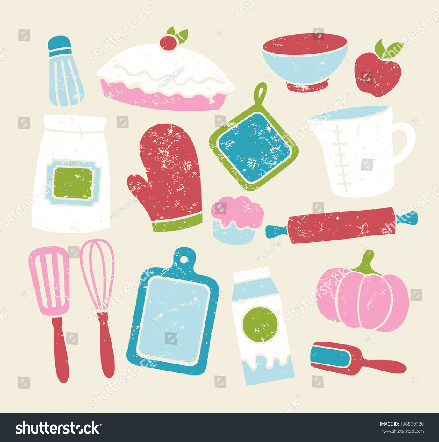 Colored Baking Elements Stock Vector (Royalty Free) 136859780