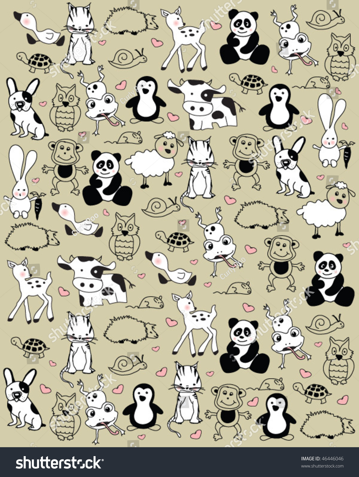 Cute Animals Pattern Stock Vector Illustration 46446046 Shutterstock