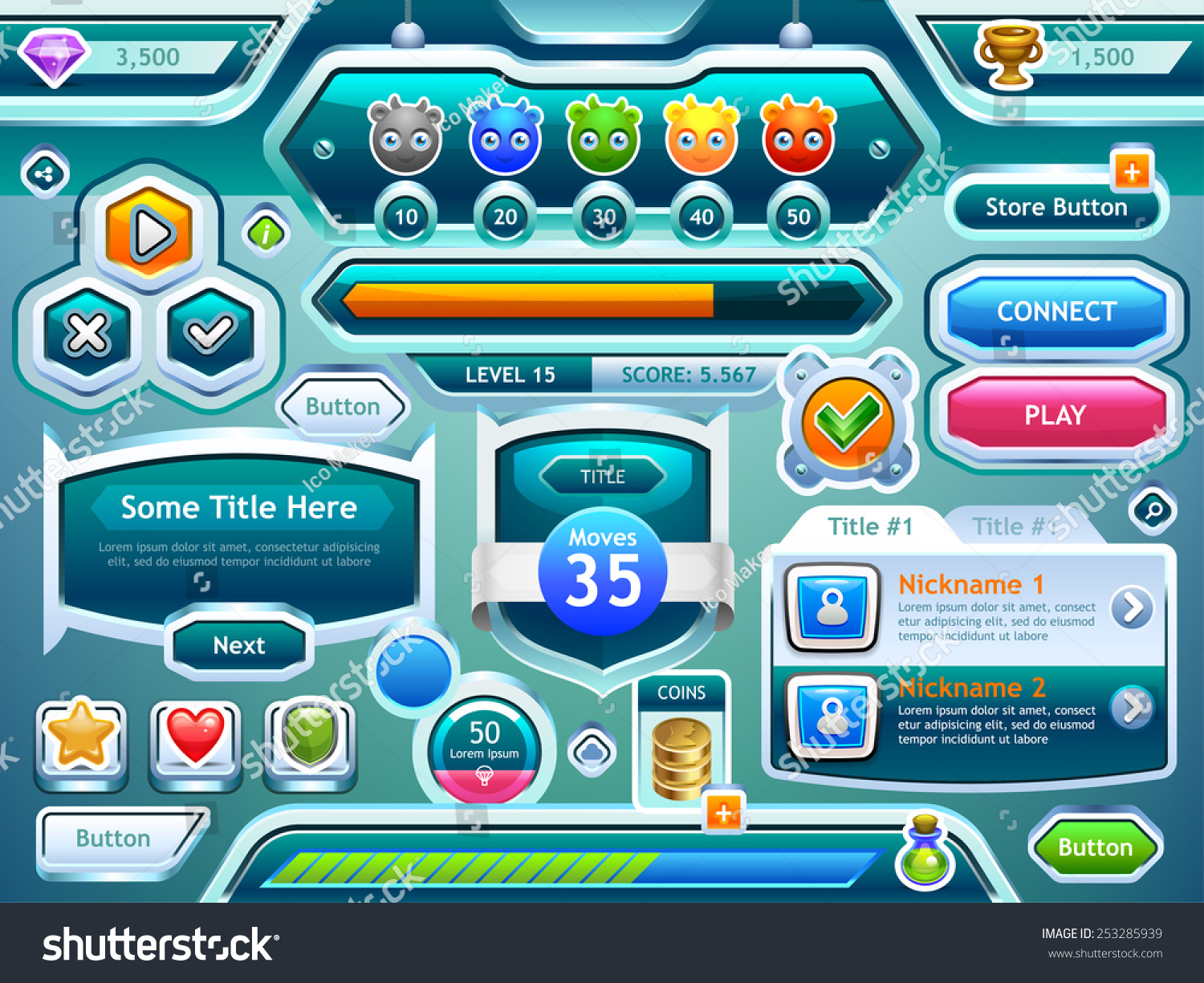 Game Ui Examples Screens Buttons Bars Stock Vector 253285939 Shutterstock Game Ui Examples Screens Buttons Bars Stock Vector 253285939 Shutterstock