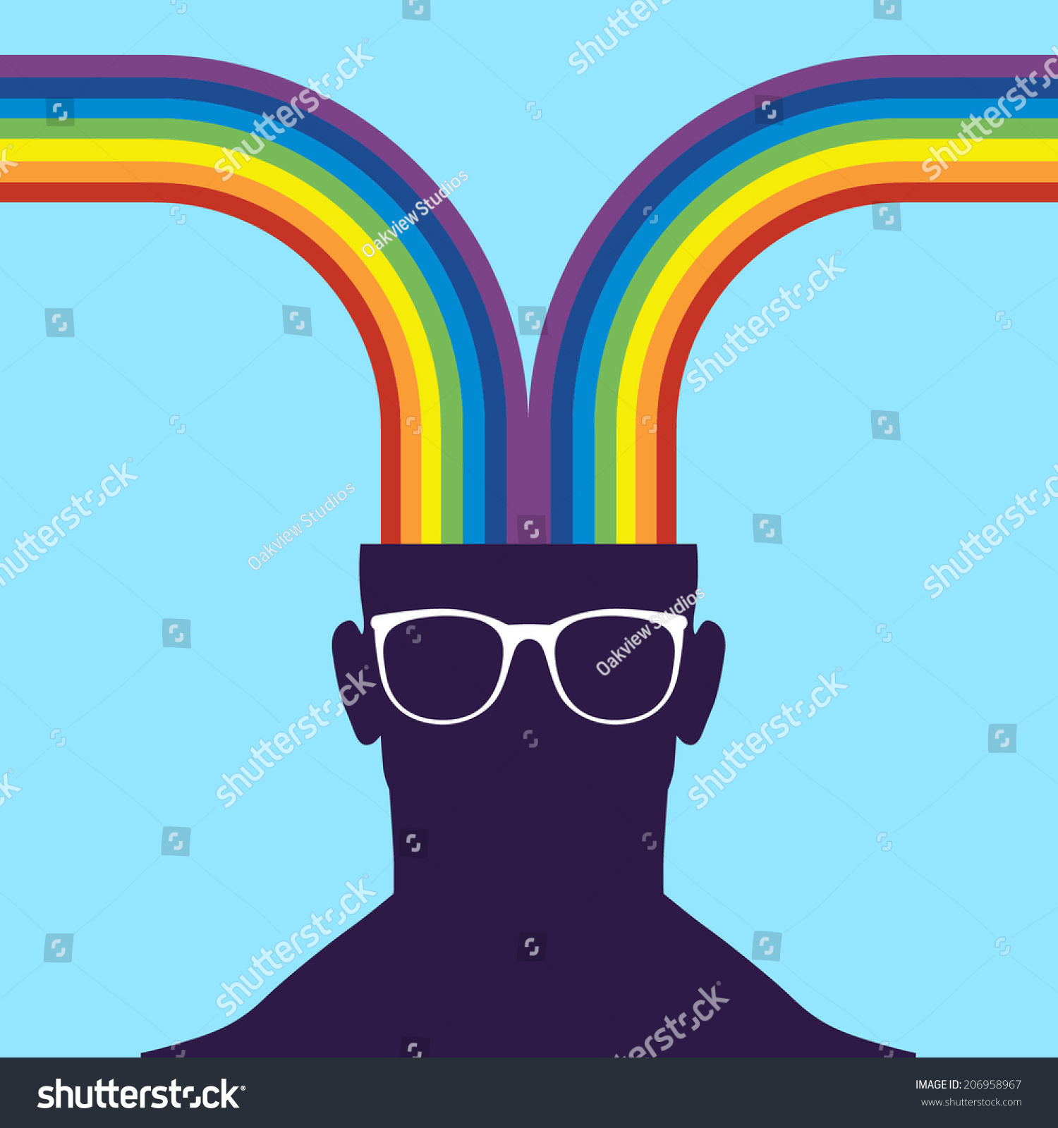 Head Rainbow Exploding Out Stock Vector (Royalty Free) 206958967