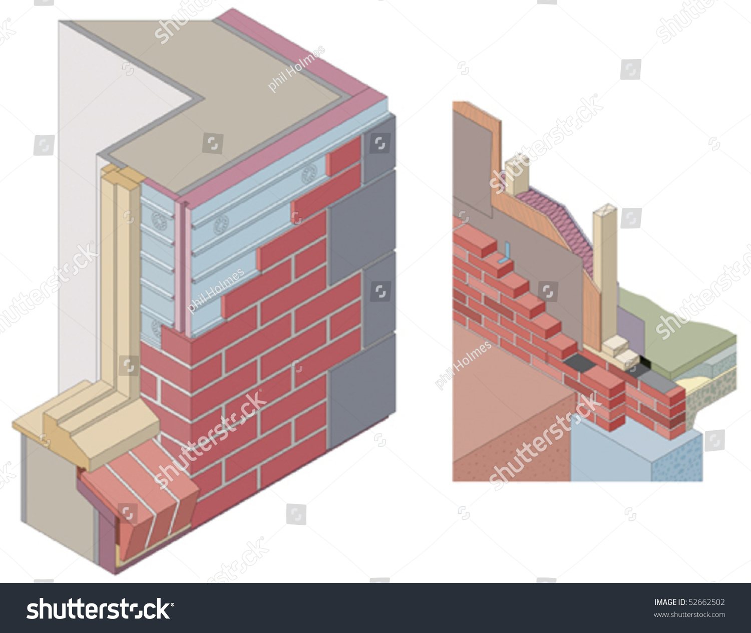 Isometric Wall Sections Vector vector de stock (libre de regalías
