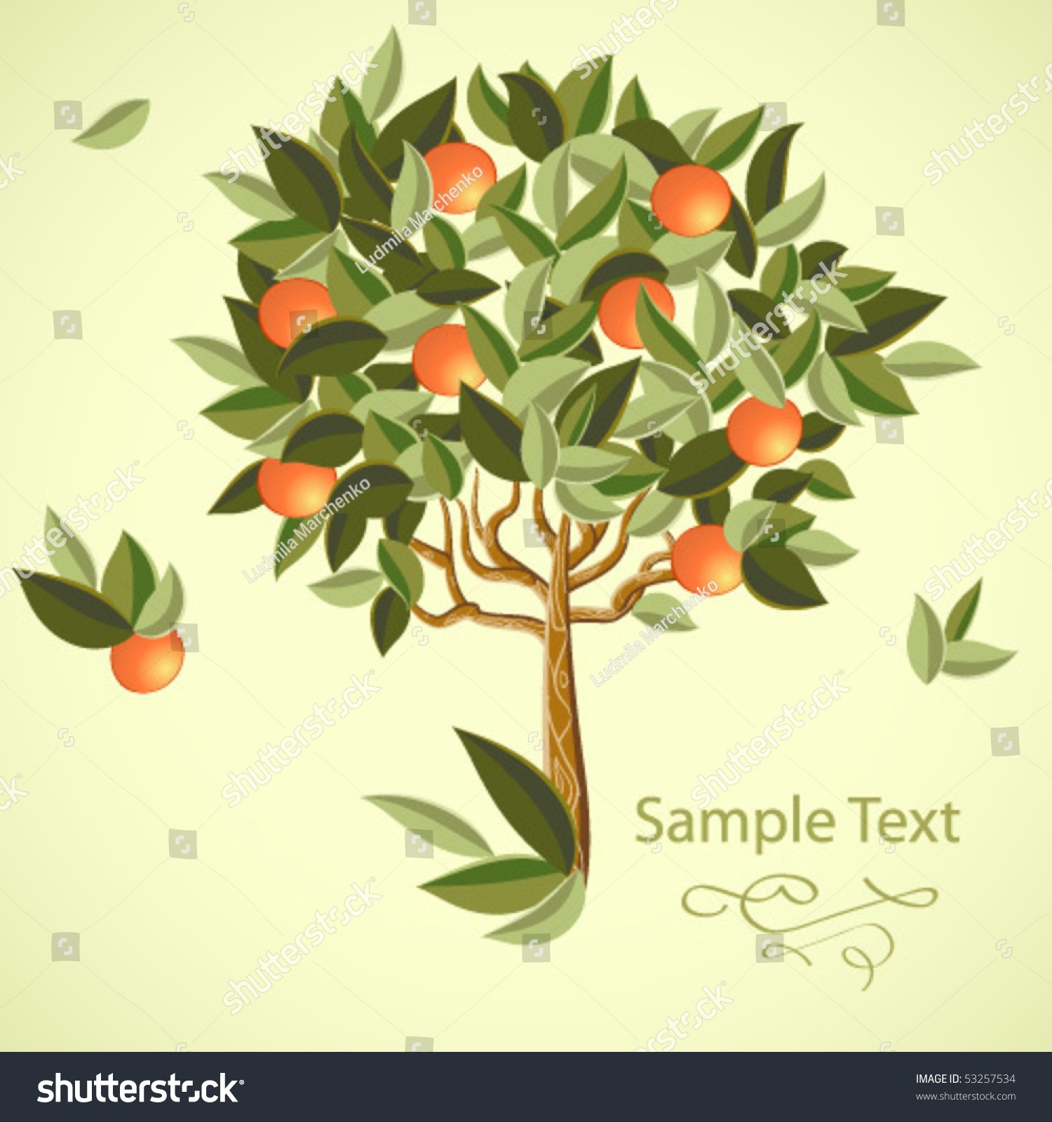 Orange Tree Stock Vector 53257534 Shutterstock