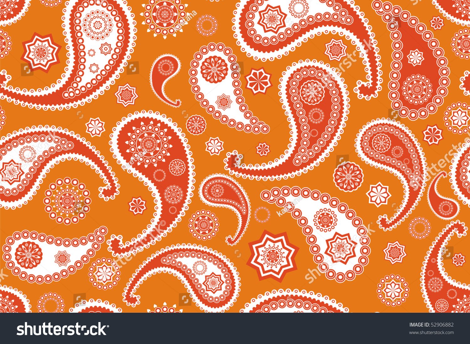 Paisley Vector Orange Pattern Texture Stock Vector 52906882 Shutterstock