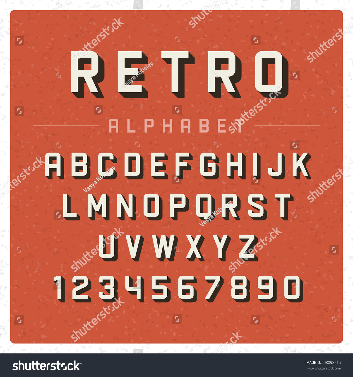 Retro Alphabet Font Type Letters Numbers Stock Vector 208098715
