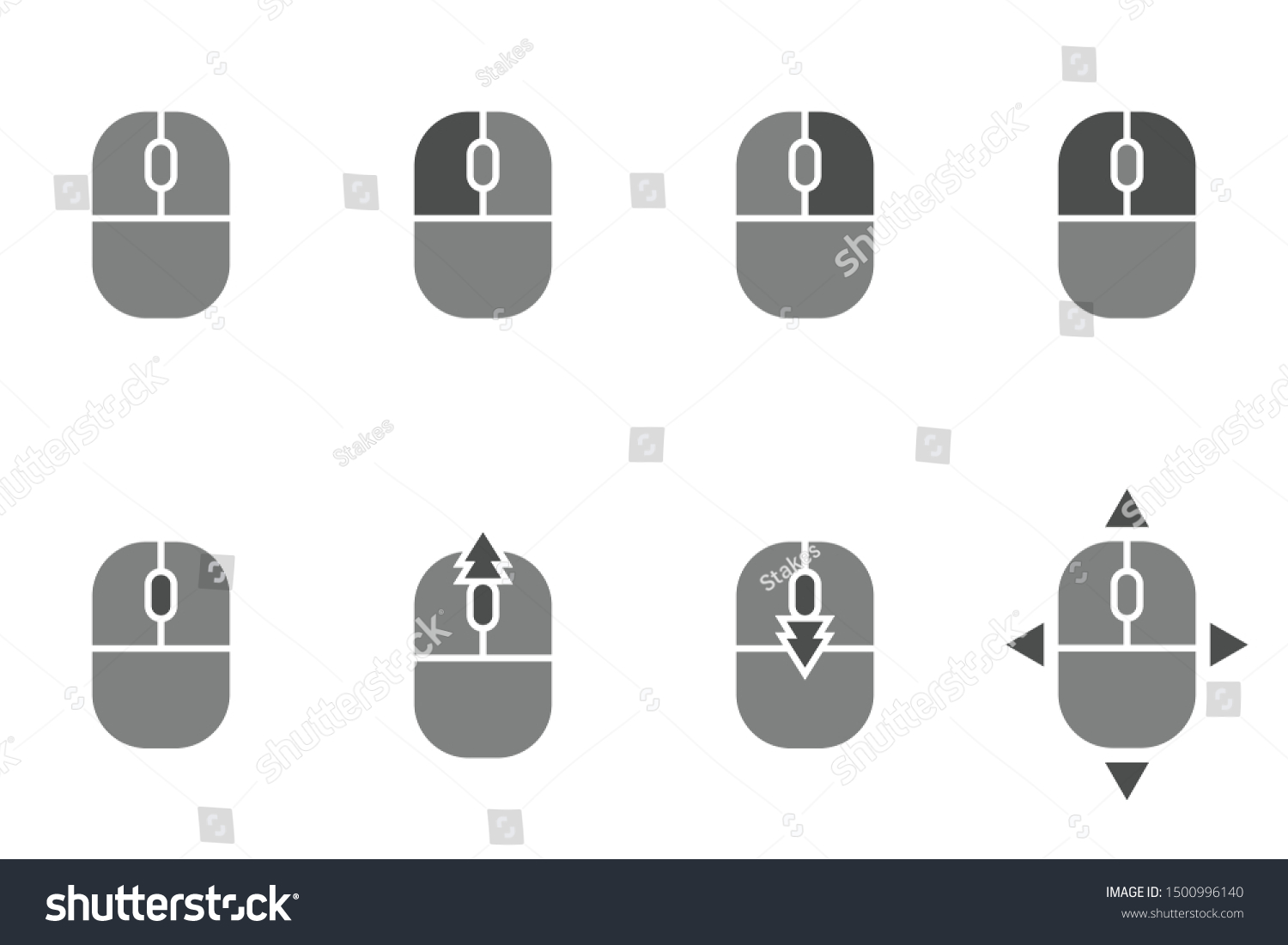 Set Computer Mouse Button Prompt Icons Stock Vector (Royalty Free