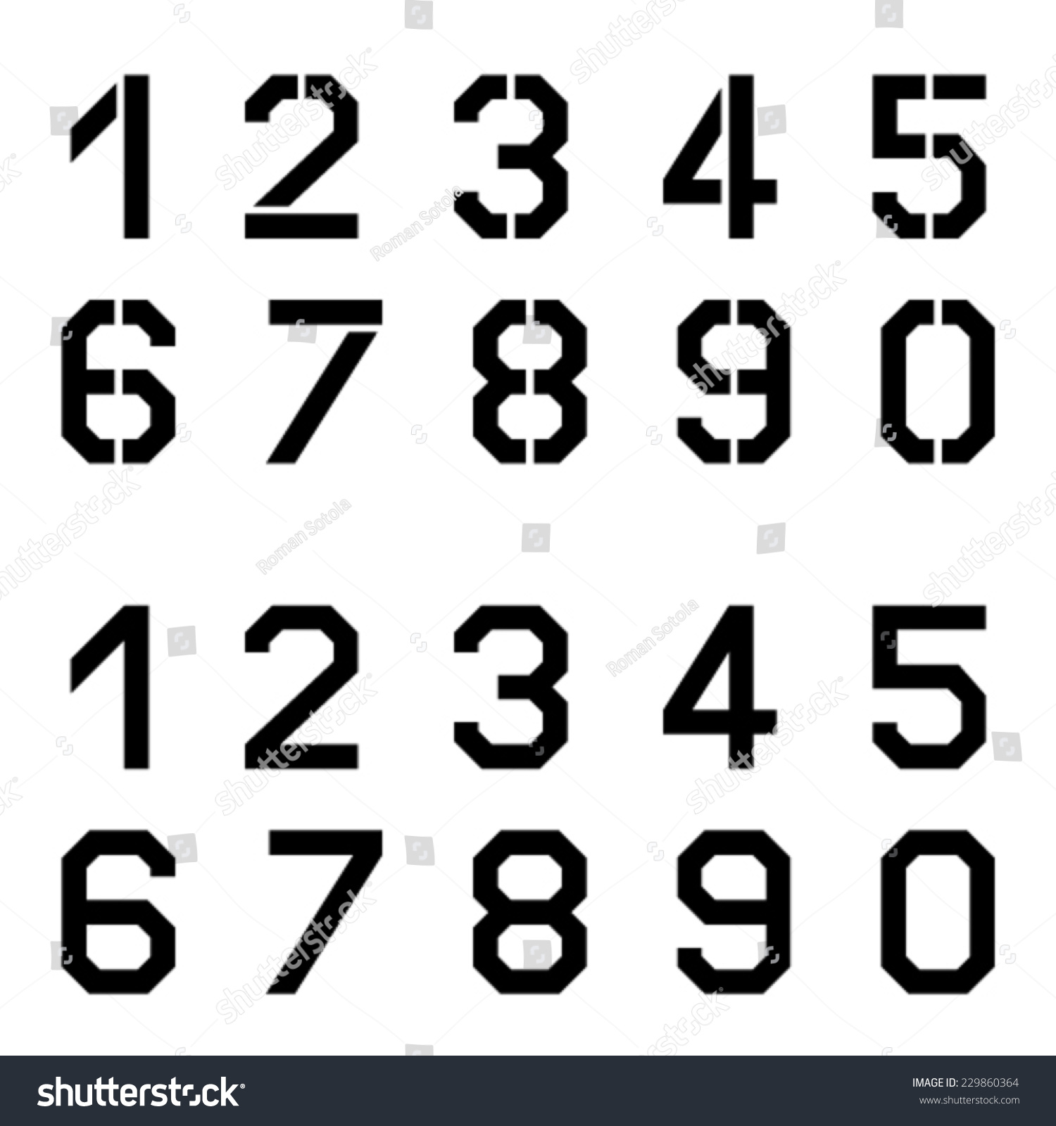 Vector Stencil Angular Font Numbers เวกเตอร์สต็อก (ปลอดค่าลิขสิทธิ์