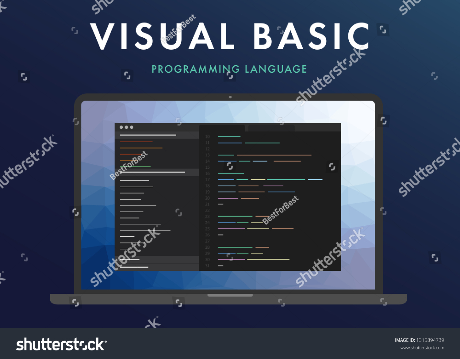 Visual Basic Programming Language Learning Concept Stock Vector