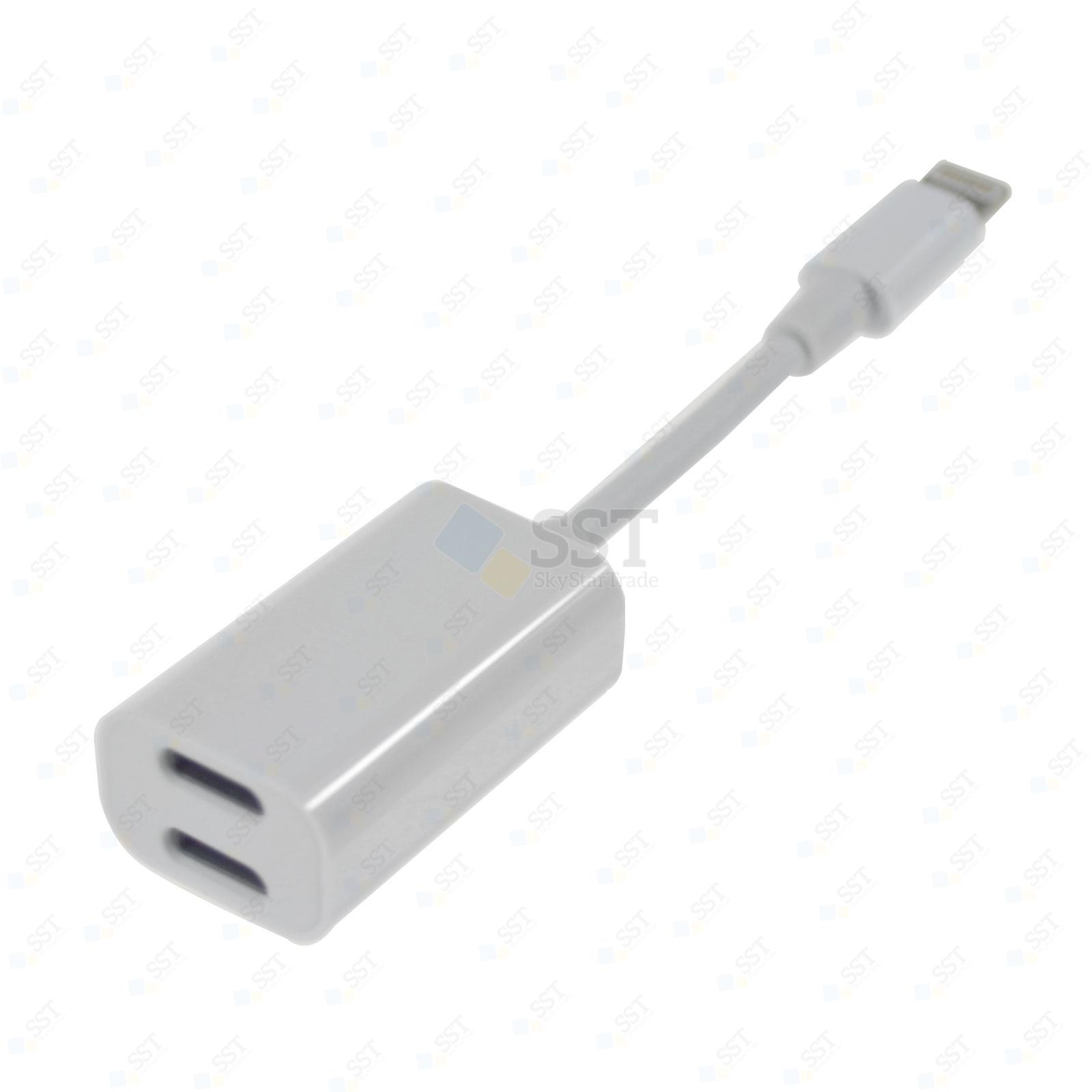 8 Pins Lightning Male to Dual Female Ports Charging Audio