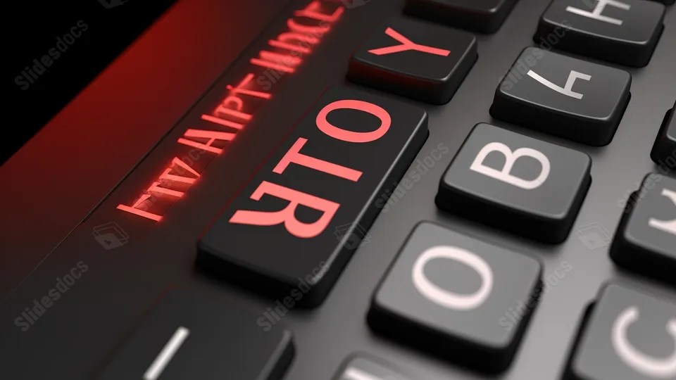 Black Laptop Keyboard With Flashing Word Rot Text Powerpoint Background