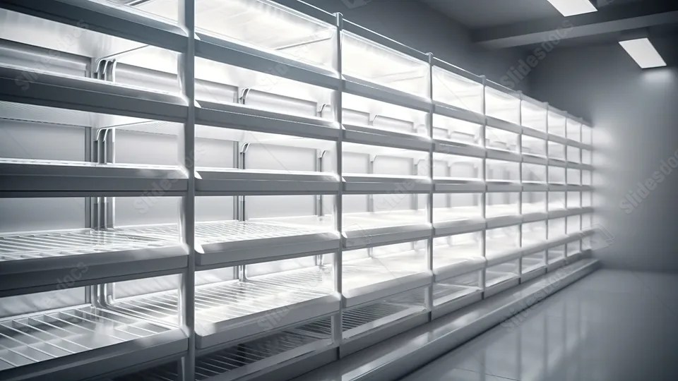 Empty Fridge Shelves In High Definition 3d Rendering Powerpoint