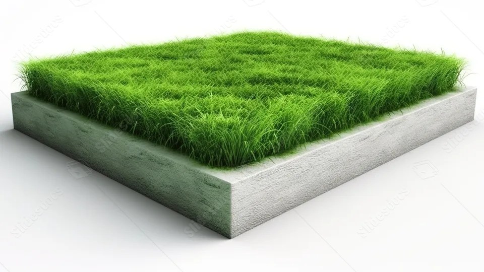 Grass Grows In A Concrete Block Powerpoint Background For Free Download