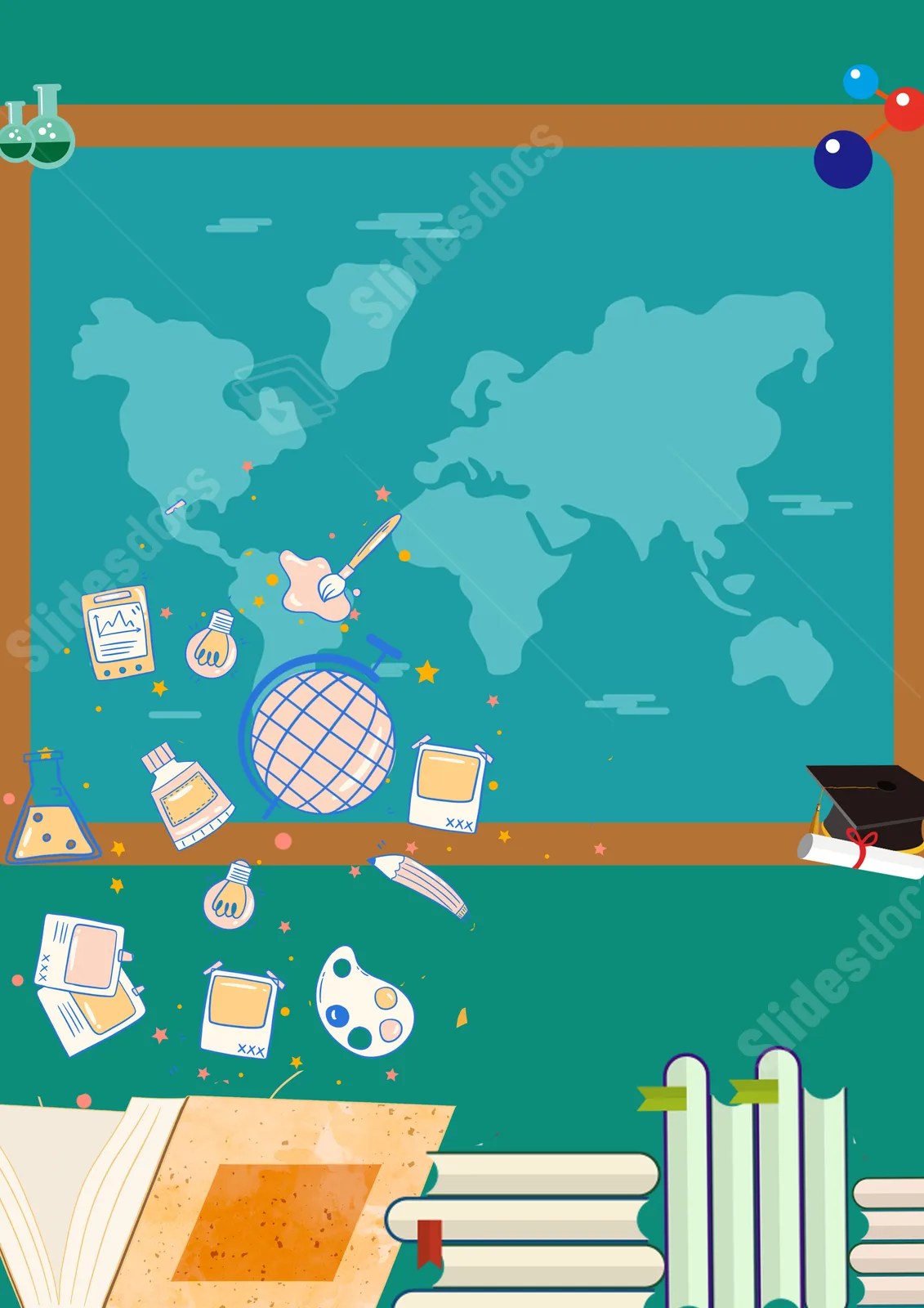 Blackboard For Learning With Stationery Page Border Background Word