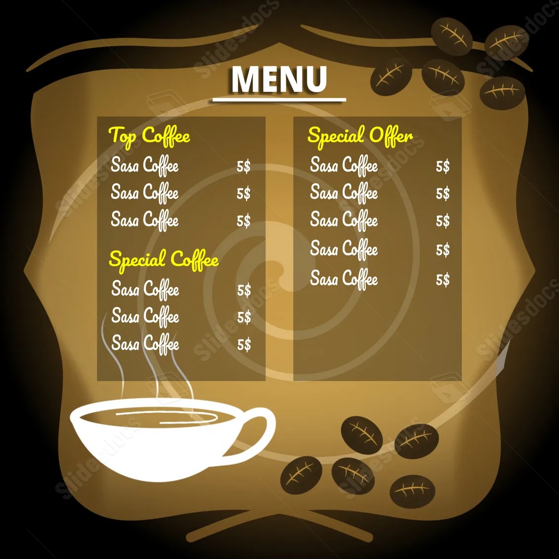 Cafe Coffee Menu Label Word Template And Google Docs For Free Download