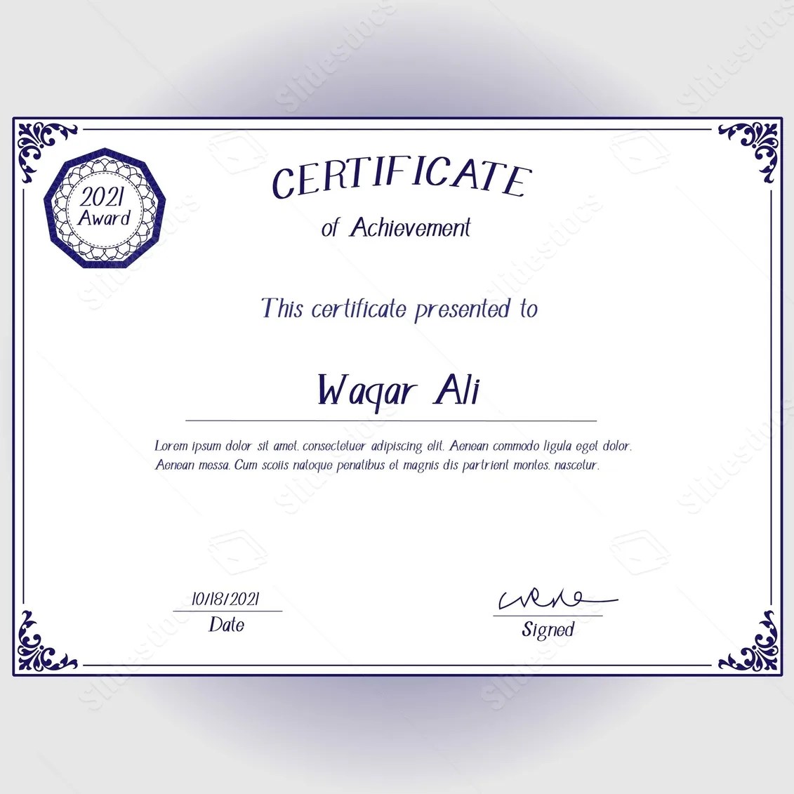 Certificate Design Award Border Simple Word Template And Google Docs